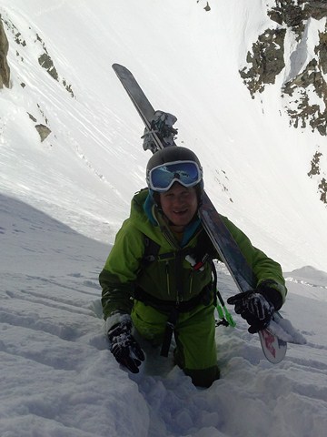 Michi climbing to the entrance of the photo spot...